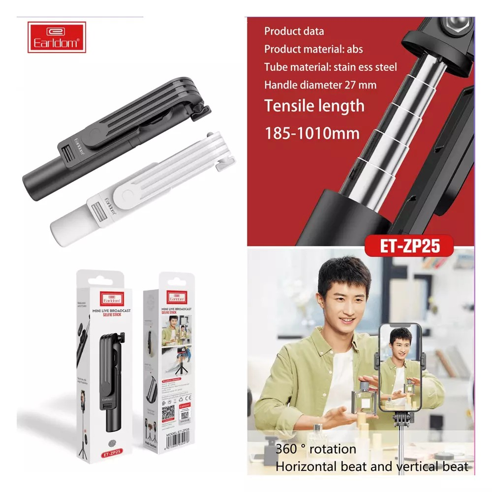 Mini Live Broadcast Selfie Stick – Portable Tripod with Bluetooth Remote for Streaming, Vlogging & Selfies, Compact & Adjustable for iPhone & Android