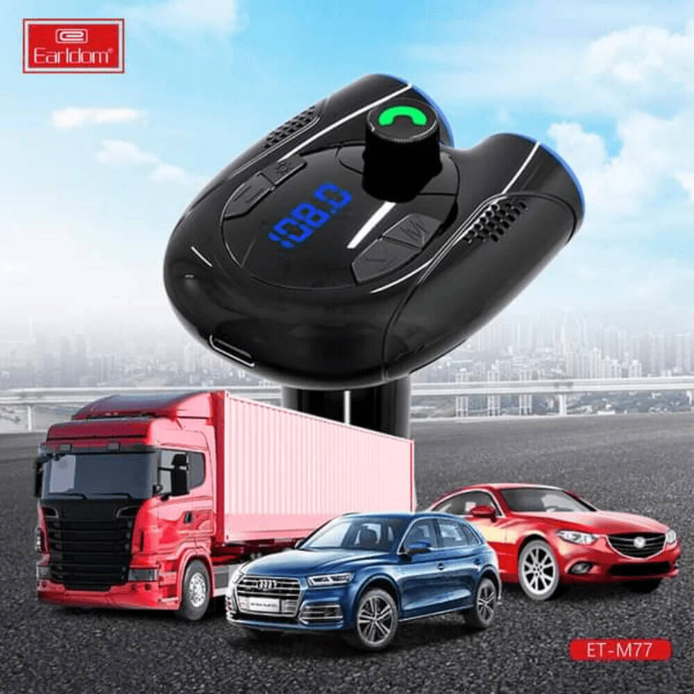 Wireless Car Kit with Dual USB – Bluetooth FM Transmitter in Spacecraft Design  Fast Charging & Music Streaming