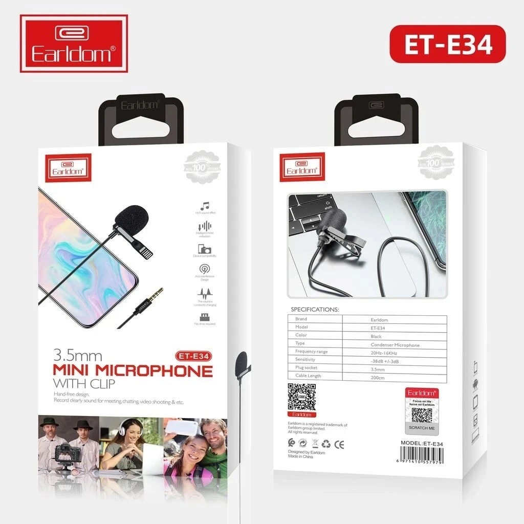 3.5mm Clip-On Lavalier Microphone – Mini Portable Lapel Mic for Smartphones, Cameras, Laptops & Audio Recording