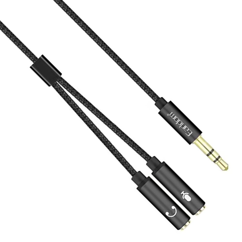 3.5mm Headset Splitter Aux Cable – Mic & Audio Y Adapter for PC, Laptop, Gaming Headsets & Voice Recording