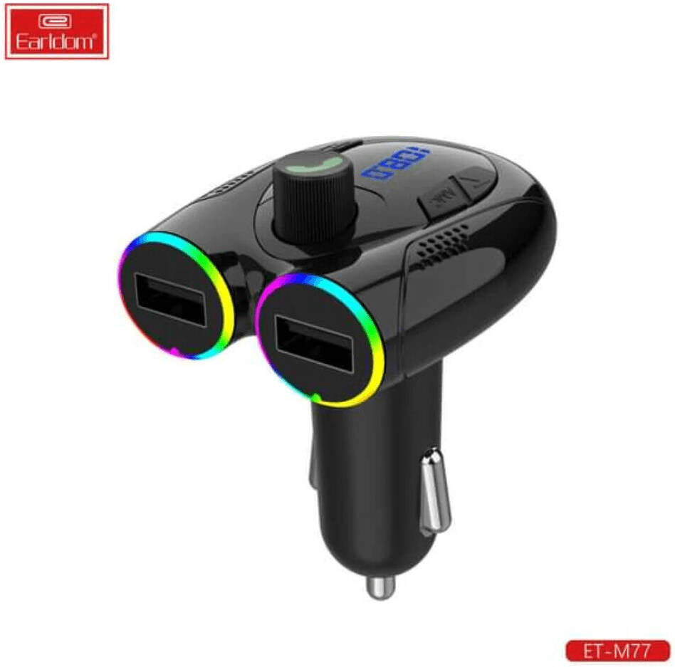 Wireless Car Kit with Dual USB – Bluetooth FM Transmitter in Spacecraft Design  Fast Charging & Music Streaming