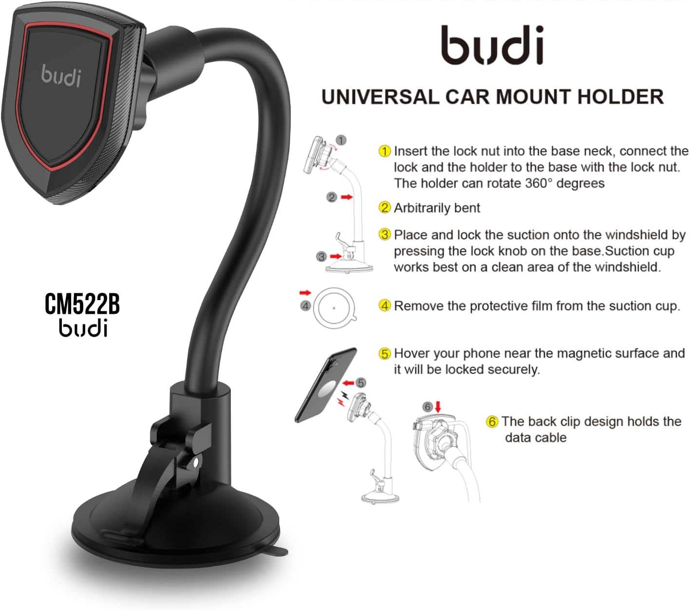 Flexible Windshield Magnetic Car Phone Holder – Universal Mount for All Devices