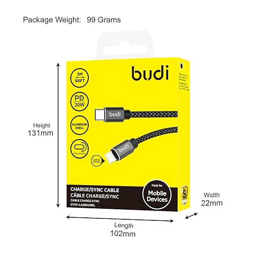 High-Speed 27W USB-C to 8-Pin 3M Cable – Charge & Sync for iOS Devices
