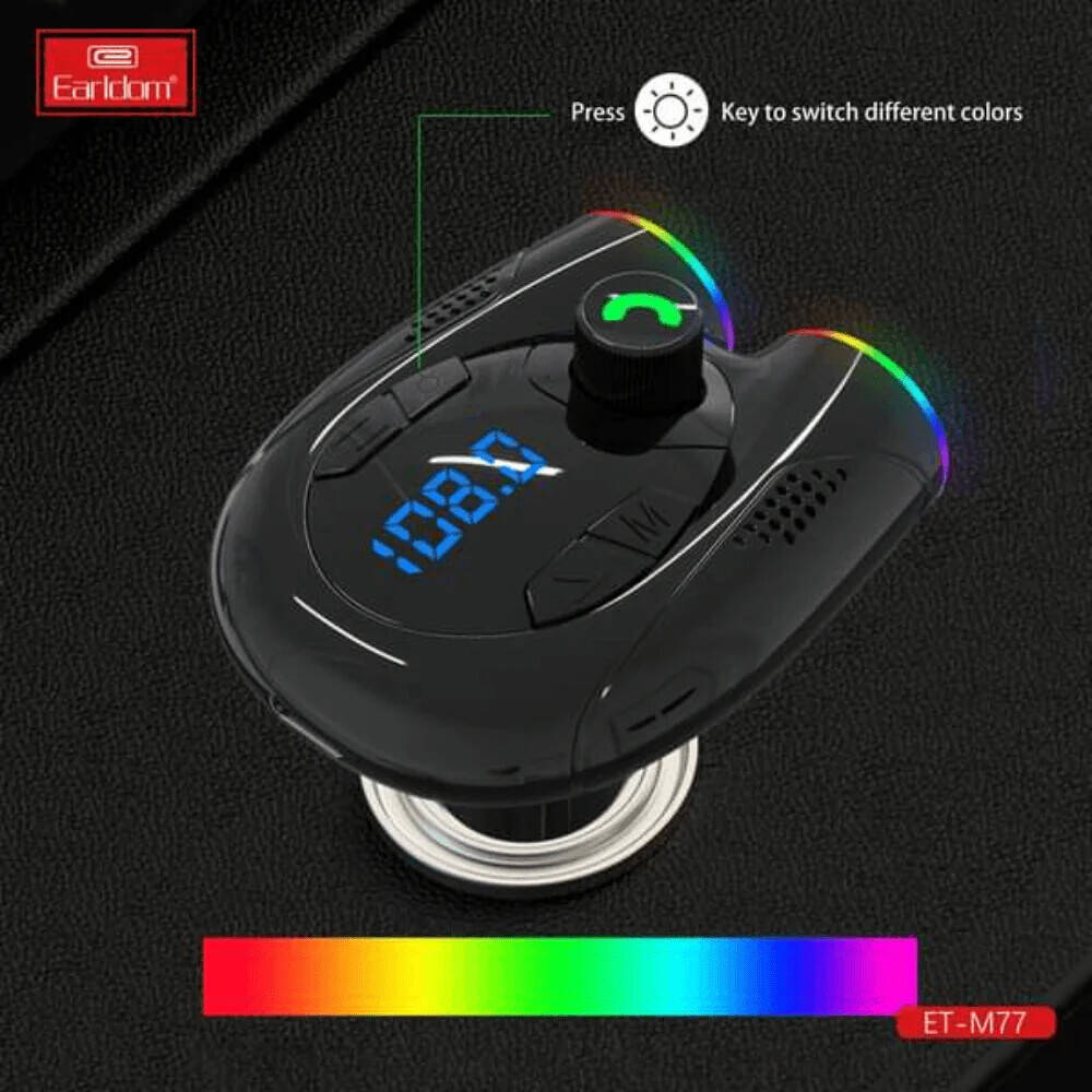 Wireless Car Kit with Dual USB – Bluetooth FM Transmitter in Spacecraft Design  Fast Charging & Music Streaming