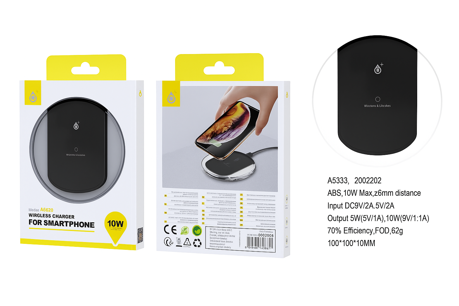 10W Wireless Charger – Fast Qi Charging Pad for Smartphones (5W/10W Output)