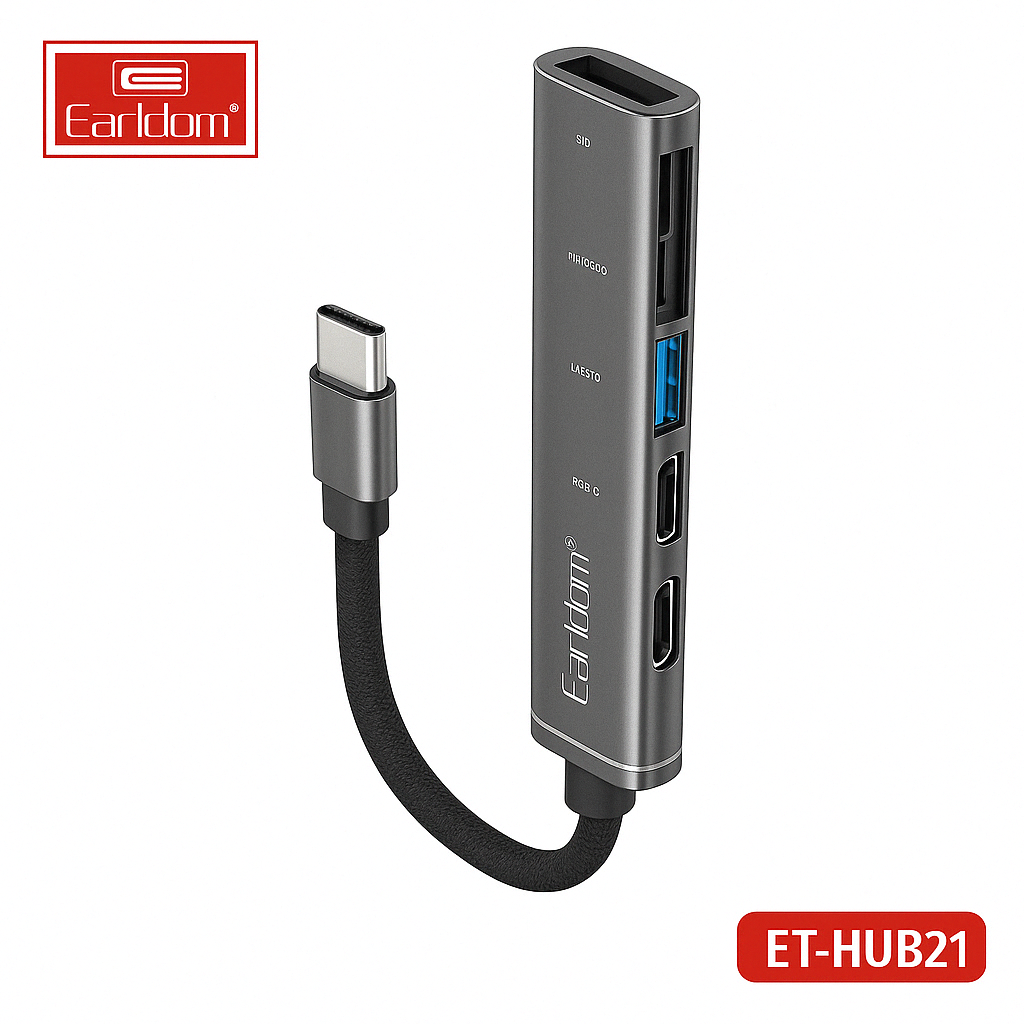 5-in-1 USB-C Hub – Multiport Adapter with 4K HDMI, USB 3.0, SD/TF Card Reader | Type-C Docking Station for MacBook, Chromebook & Laptops