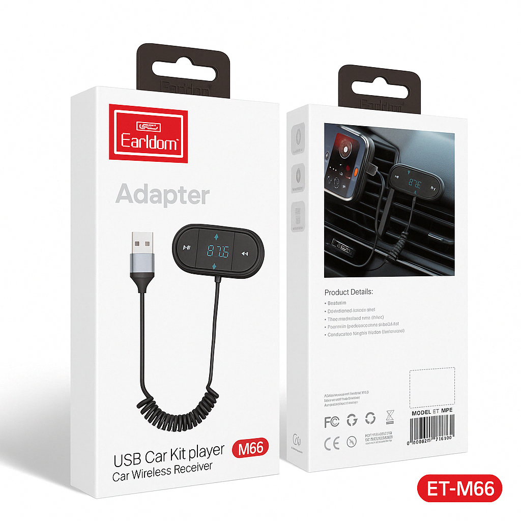 Universal USB Car Audio Kit – FM Transmitter, Wireless Music Player & Dual USB Charger for Vehicles