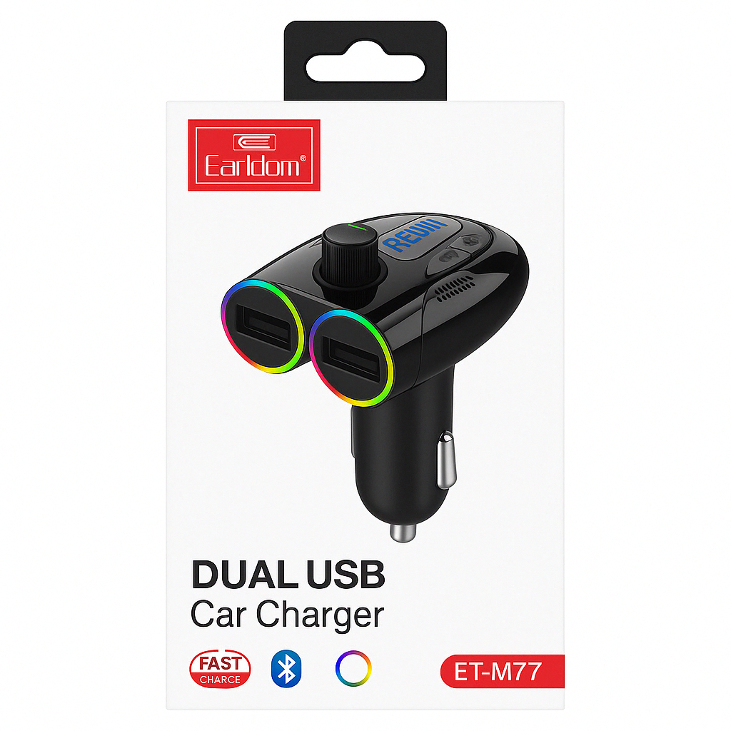 Wireless Car Kit with Dual USB – Bluetooth FM Transmitter in Spacecraft Design  Fast Charging & Music Streaming