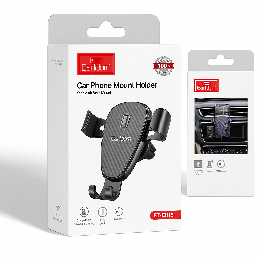 Car Mount Phone Holder – 360° Adjustable Dashboard & Windshield Mobile Stand for iPhone & Android Smartphones