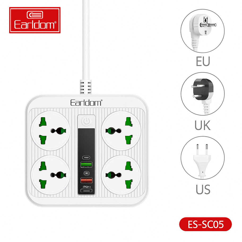3000W Power Socket Extension – Multi-Port Surge Protected Power Strip with USB & USB-C for Home, Office & Electronics