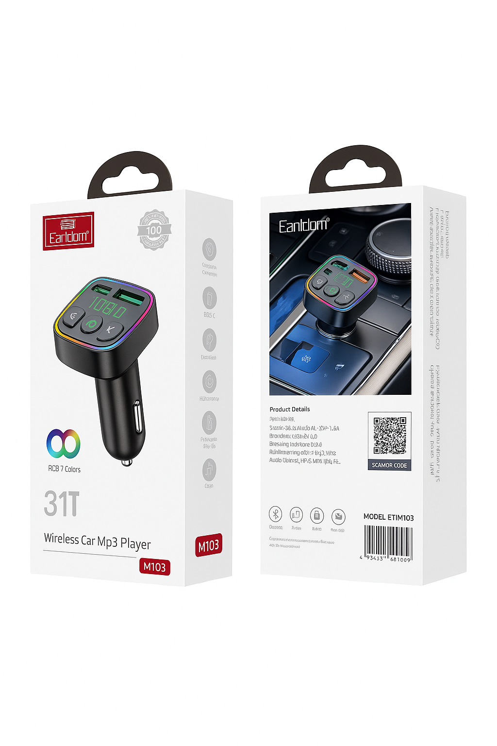 Wireless Car MP3 Player – Bluetooth FM Transmitter with Dual USB Ports & Hands-Free Calling for iPhone, Android & More