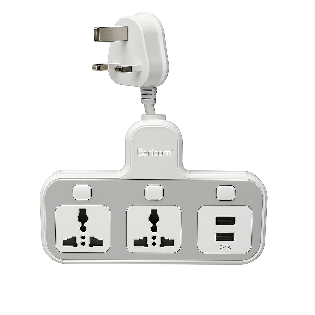 3000W Multi-Power Socket Adapter UK Plug – Extension with USB Ports & Surge Protection, Heavy-Duty Power Strip for Home & Office Use