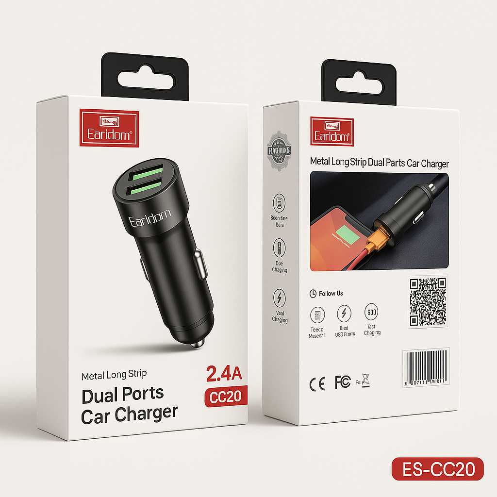 Dual USB Car Charger – 3.1A Fast Charging Adapter for iPhone, Android, Tablets & GPS Devices, Compact and Universal Vehicle Charger