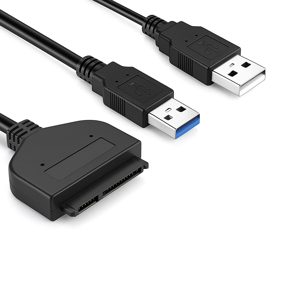 SATA to Dual USB Cable – 7-Pin Hard Drive Adapter for Power & Data