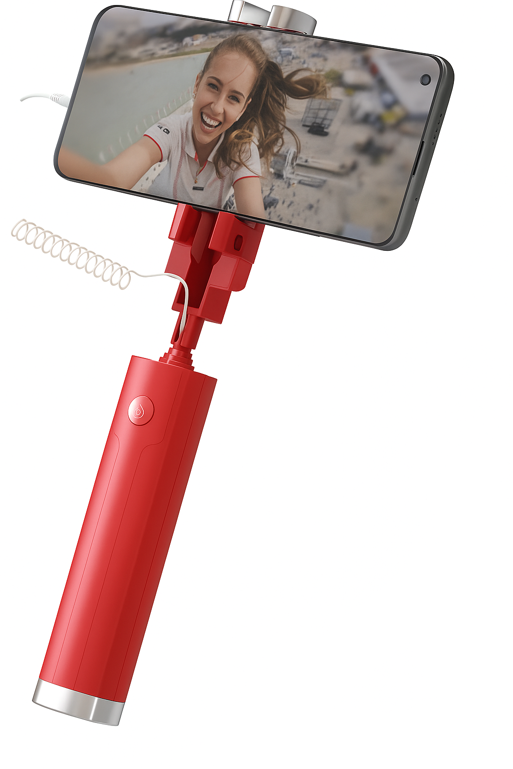 Wired Selfie Stick with 3.5mm Cable – 6-Section Telescopic, 700mm Max, 120° Adjustable