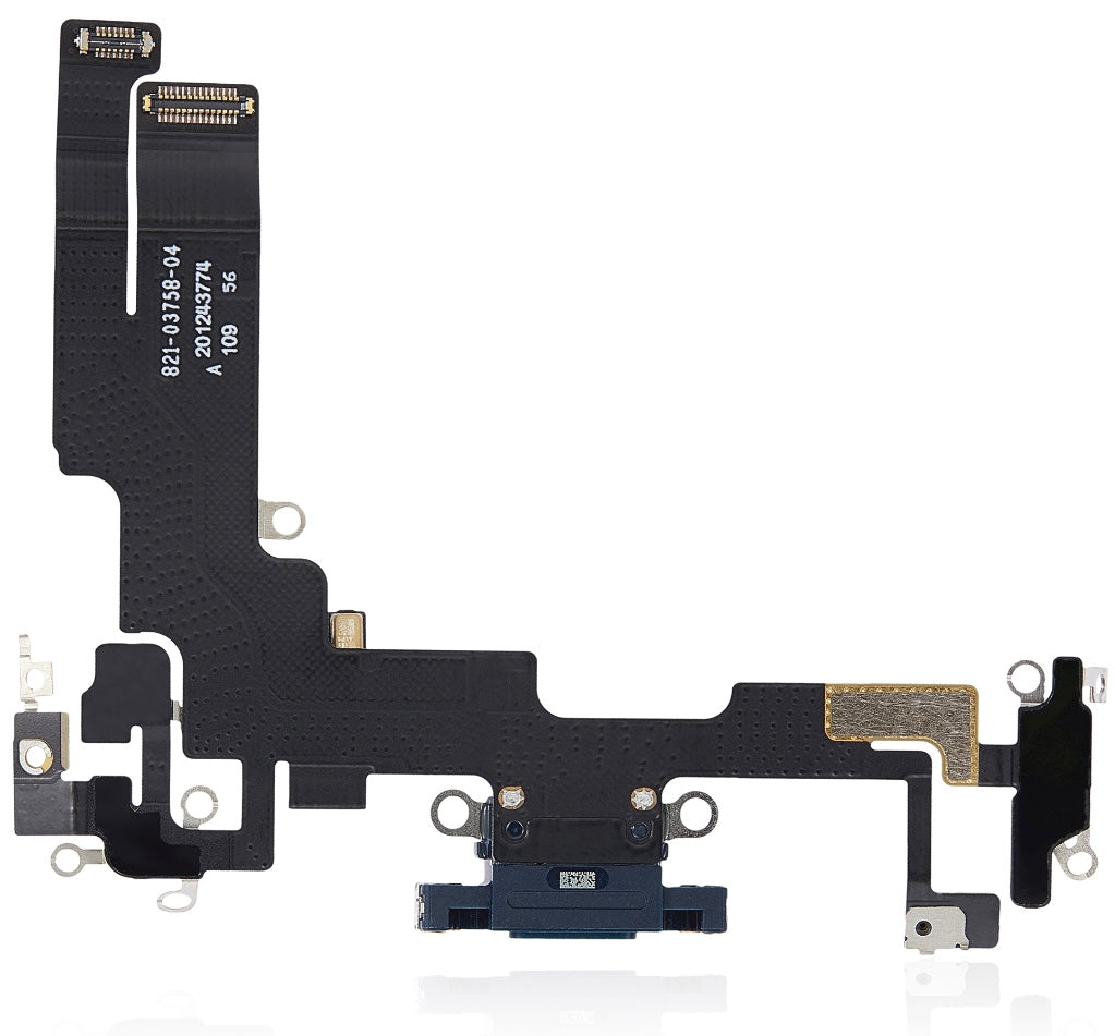 Black Charging Port Flex Cable Compatible with iPhone 14 – 8-Pin Type Charging Connector & Microphone Assembly | A2881 A2631