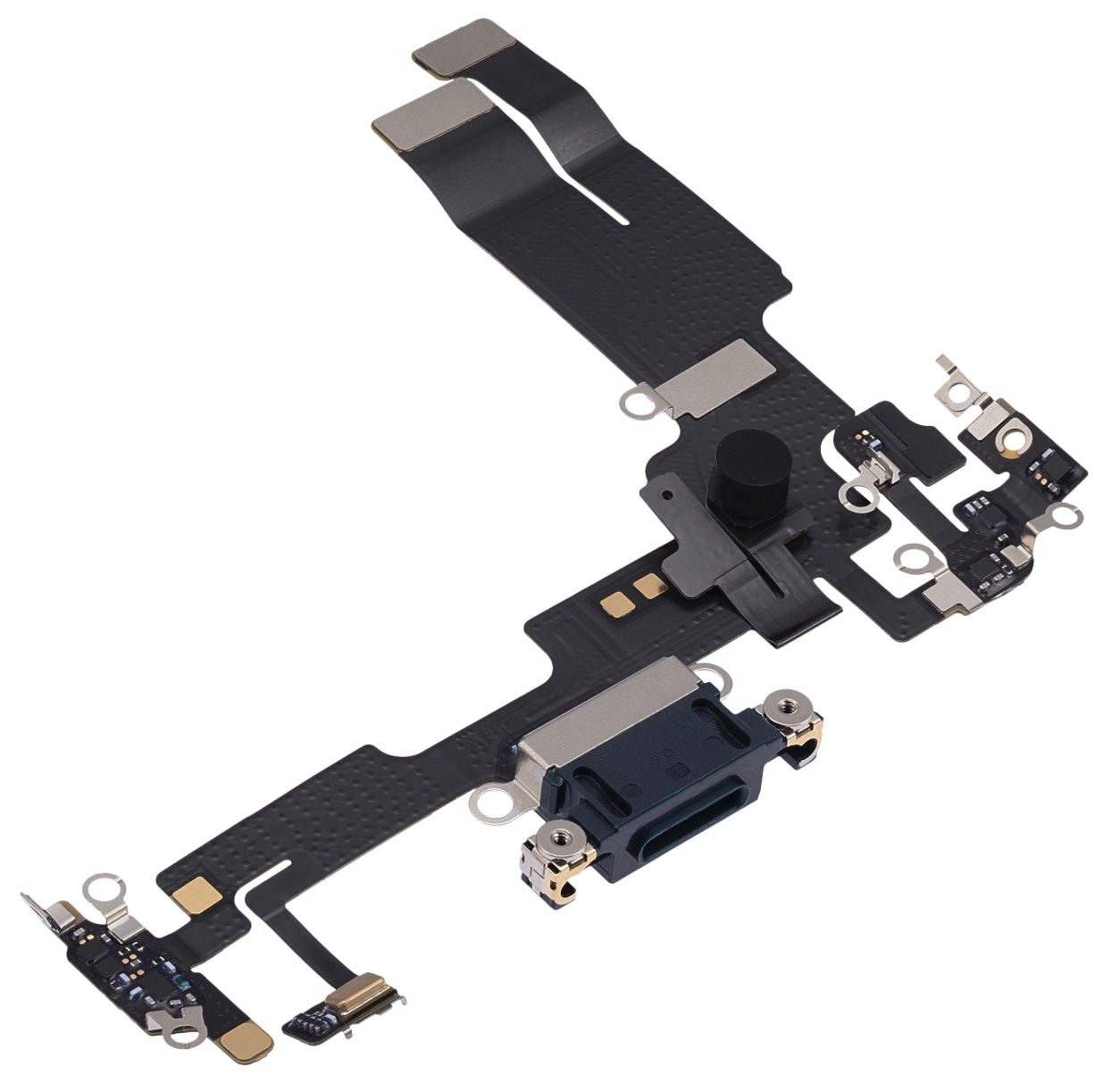 Black Charging Port Flex Cable Compatible with iPhone 14 – 8-Pin Type Charging Connector & Microphone Assembly | A2881 A2631
