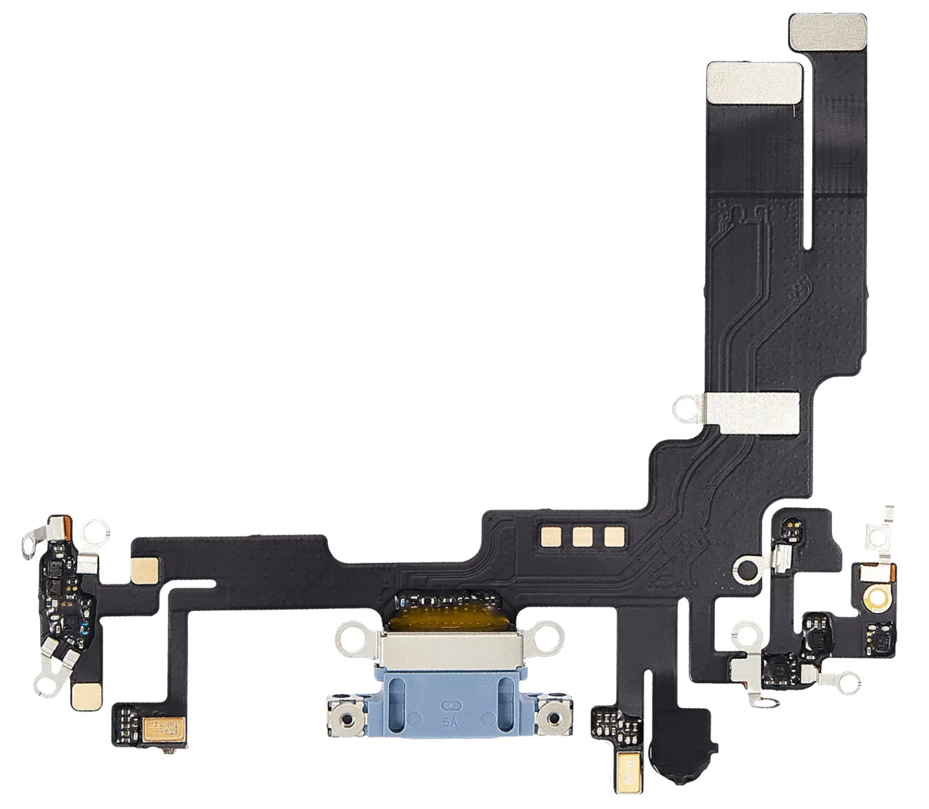 Blue Charging Port Flex Cable Compatible with iPhone 14 – 8-Pin Type Charging Connector & Microphone Assembly | A2881 A2631