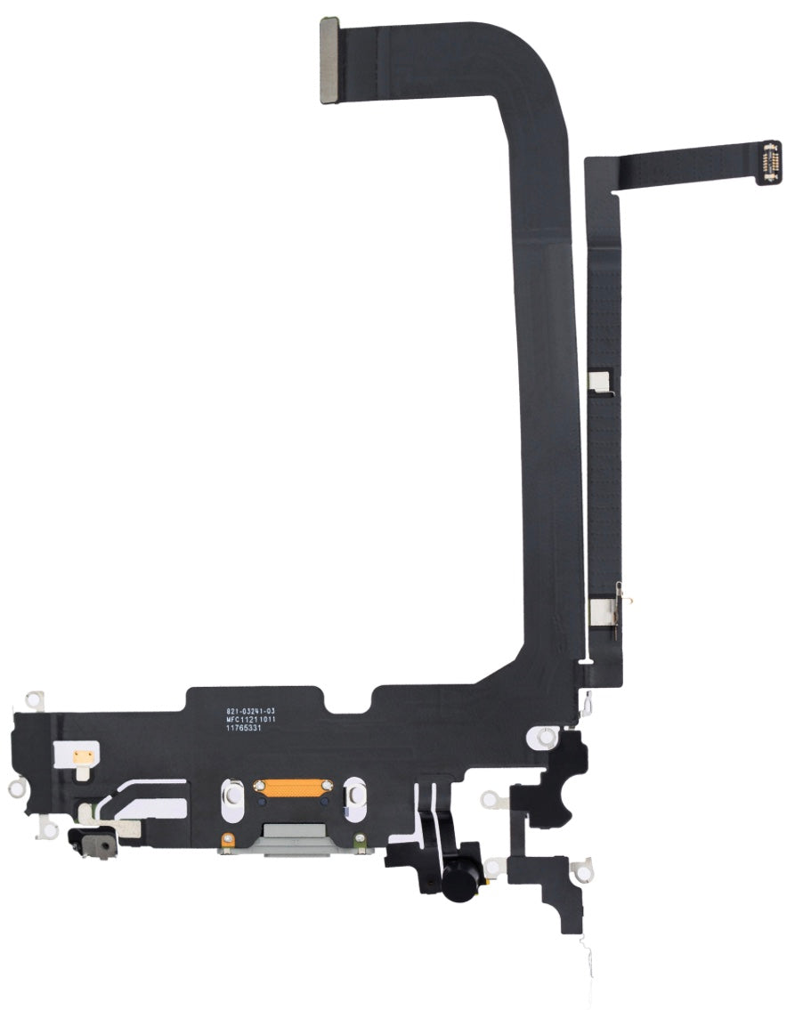 Charging Port Flex Cable Compatible with iPhone 13 Pro Max – Silver | Internal Charging Connector with Microphone | A2484 A2641 A2643 A2644 A2645
