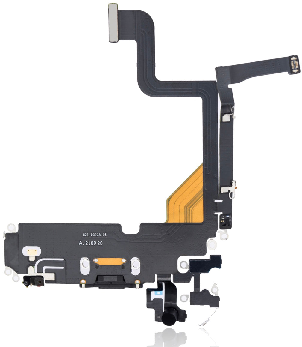 Charging Port Flex Cable Compatible with iPhone 13 Pro – Black | USB Connector + Microphone | A2483 A2636 A2638 A2639 A2640