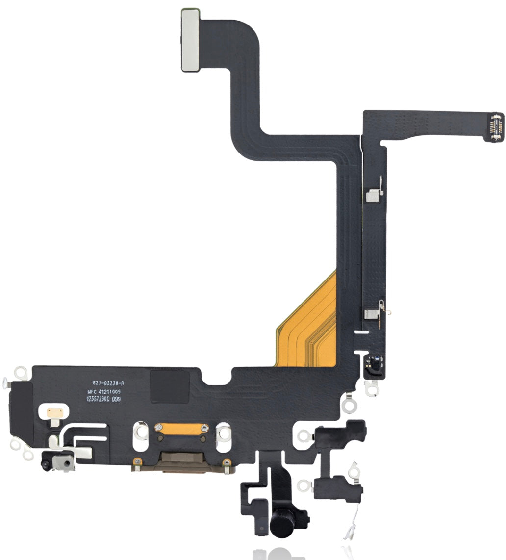 Charging Port Flex Cable Compatible with iPhone 13 Pro – Gold | USB Connector + Microphone | A2483 A2636 A2638 A2639 A2640