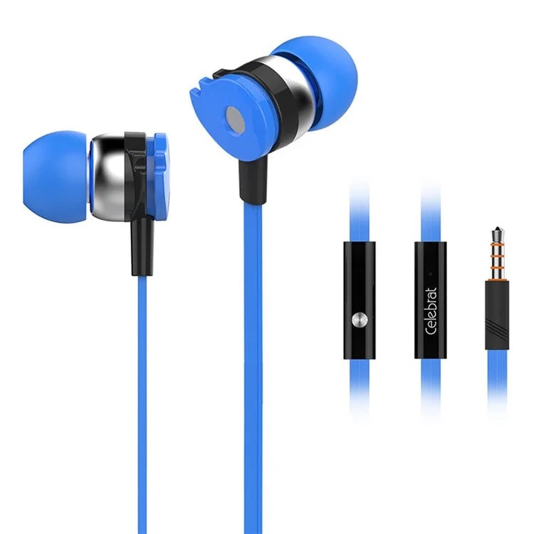 3.5mm Wired Earphones – 10mm Drivers, TPE Flat Cable, Inline Controls