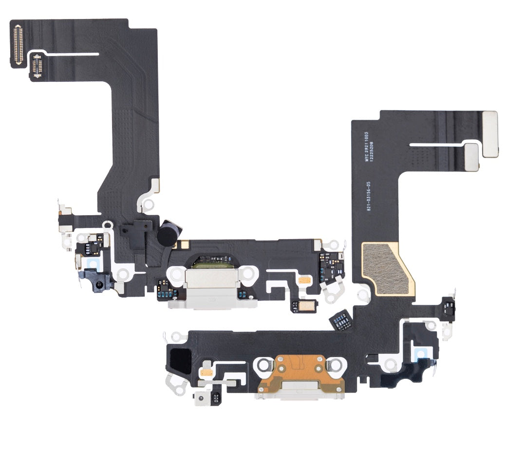 Charging Port Flex Cable Compatible with iPhone 13 Mini – White USB + Microphone Connector | A2628 A2630 A2629