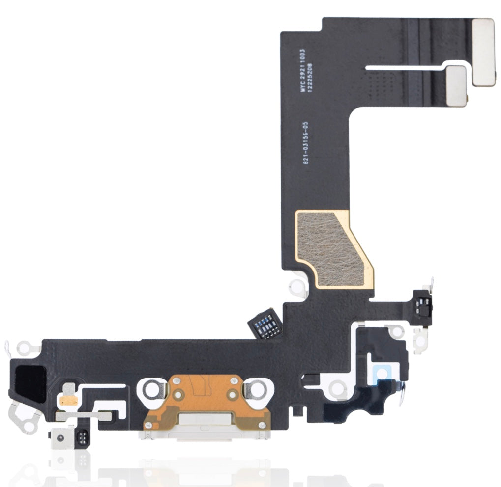 Charging Port Flex Cable Compatible with iPhone 13 Mini – White USB + Microphone Connector | A2628 A2630 A2629