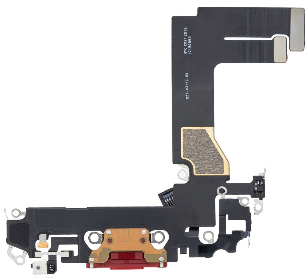 Charging Port Flex Cable Compatible with iPhone 13 Mini – Red USB + Microphone Connector | A2628 A2630 A2629