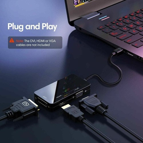 Mini DisplayPort to HDMI/VGA/DVI Adapter – 3-in-1 Multiport Converter