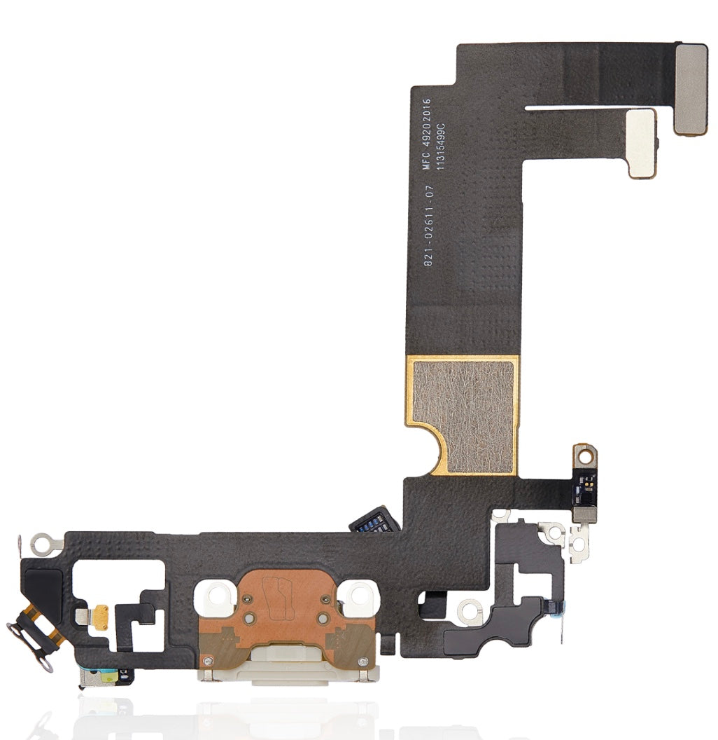 Charging Port Flex Cable Compatible with iPhone 12 Mini – White USB Connector with Microphone | A2176 A2398 A2399 A2400
