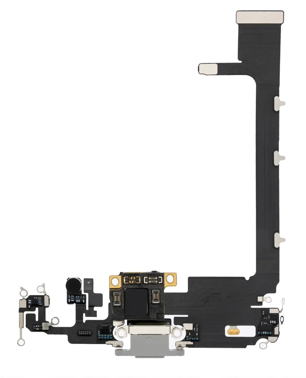 Charging Port Flex Cable Sub Board Compatible with iPhone 11 Pro Max – Silver USB Connector with Microphone | A2161 A2218 A2220