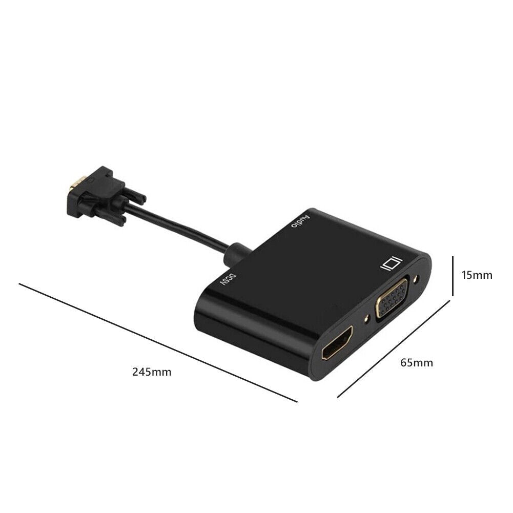 VGA to HDTV + VGA Adapter with Audio – Dual Output Converter