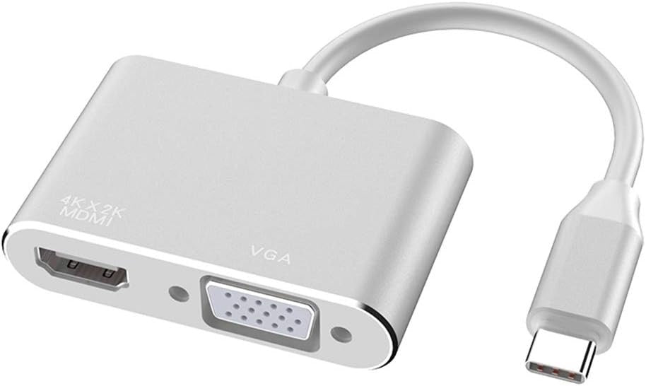Type-C to HDMI + VGA 2-in-1 Adapter – 4K UHD Display Converter