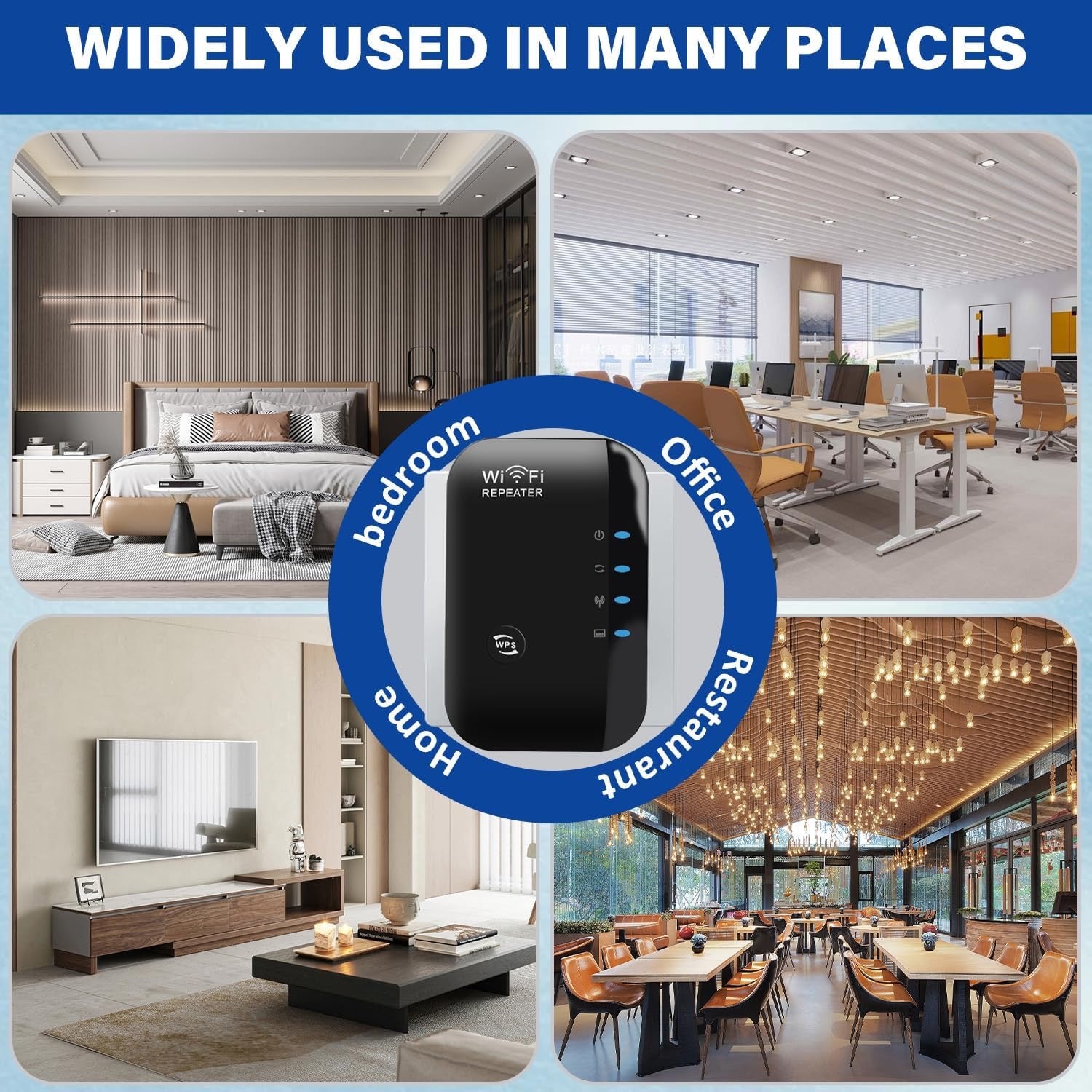 Wireless-N WiFi Repeater – 2.4GHz Range Extender, WPA2 Secure, Plug & Play