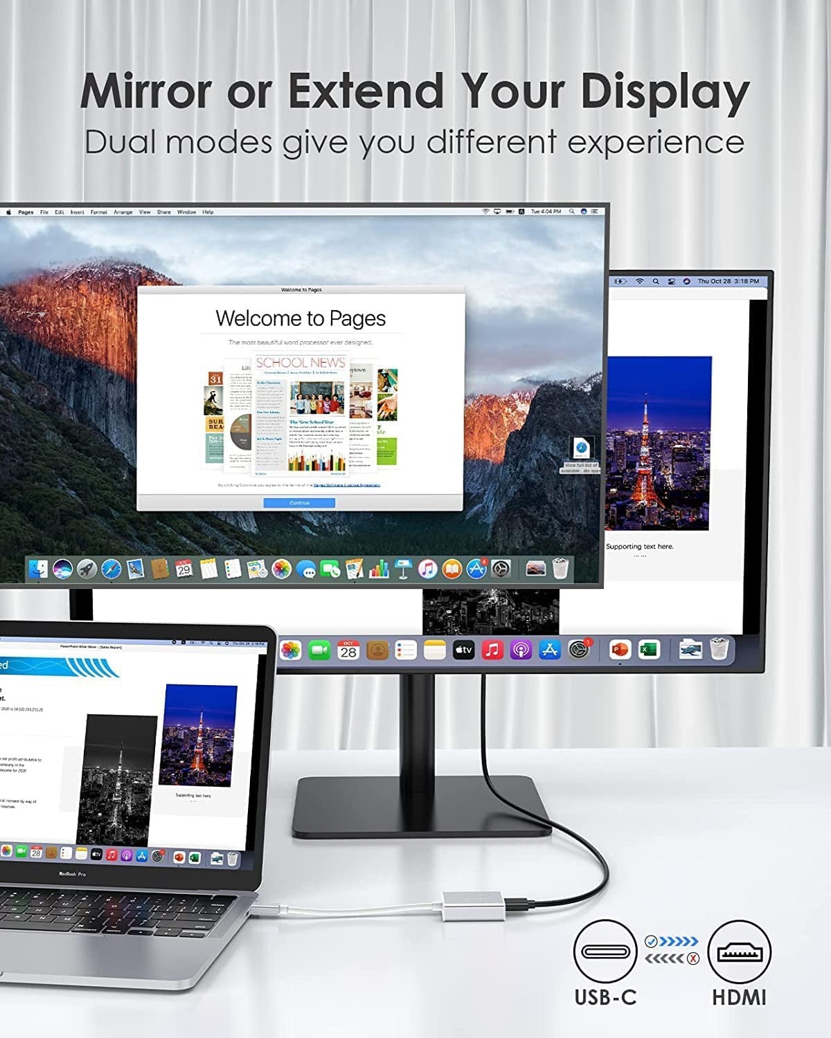 HDMI to Type-C Adapter – 4K UHD Video Converter for USB-C Displays