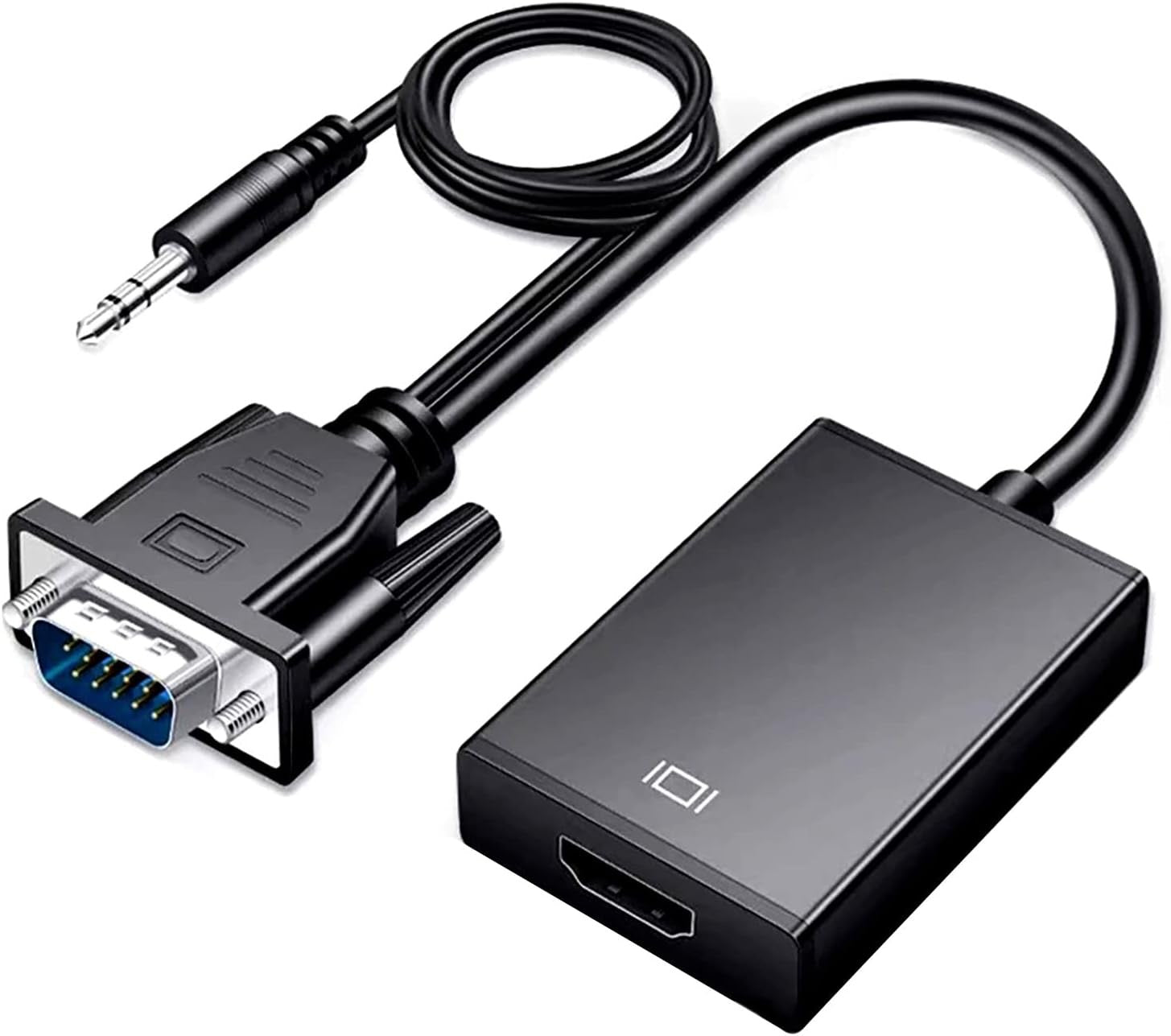 VGA to HDMI Adapter with AUX Cable – Full HD Video + Audio Converter