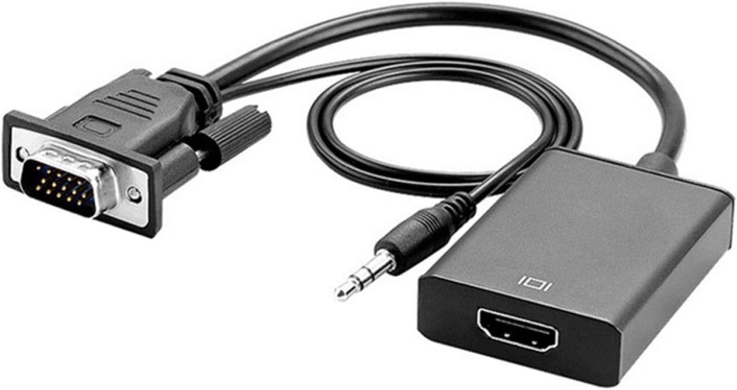 VGA to HDMI Adapter with AUX Cable – Full HD Video + Audio Converter