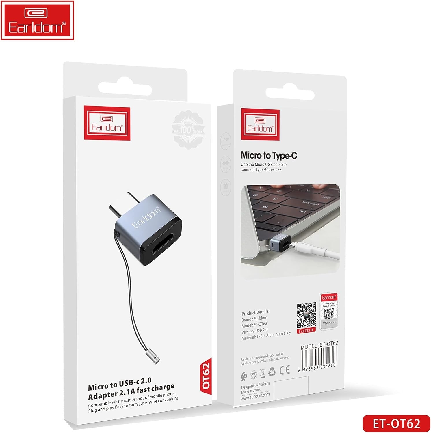 Micro USB to USB-C Adapter 2.0 – 2.1A Fast Charging Converter