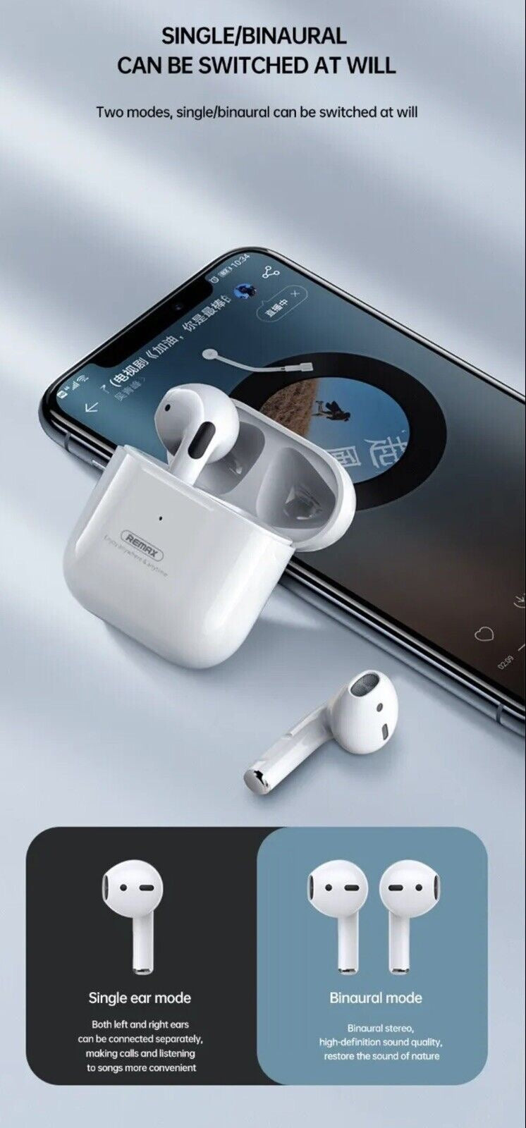 Remax TWS-10i True Wireless Earbuds – Premium Sound, Bluetooth 5.0, Long Battery Life