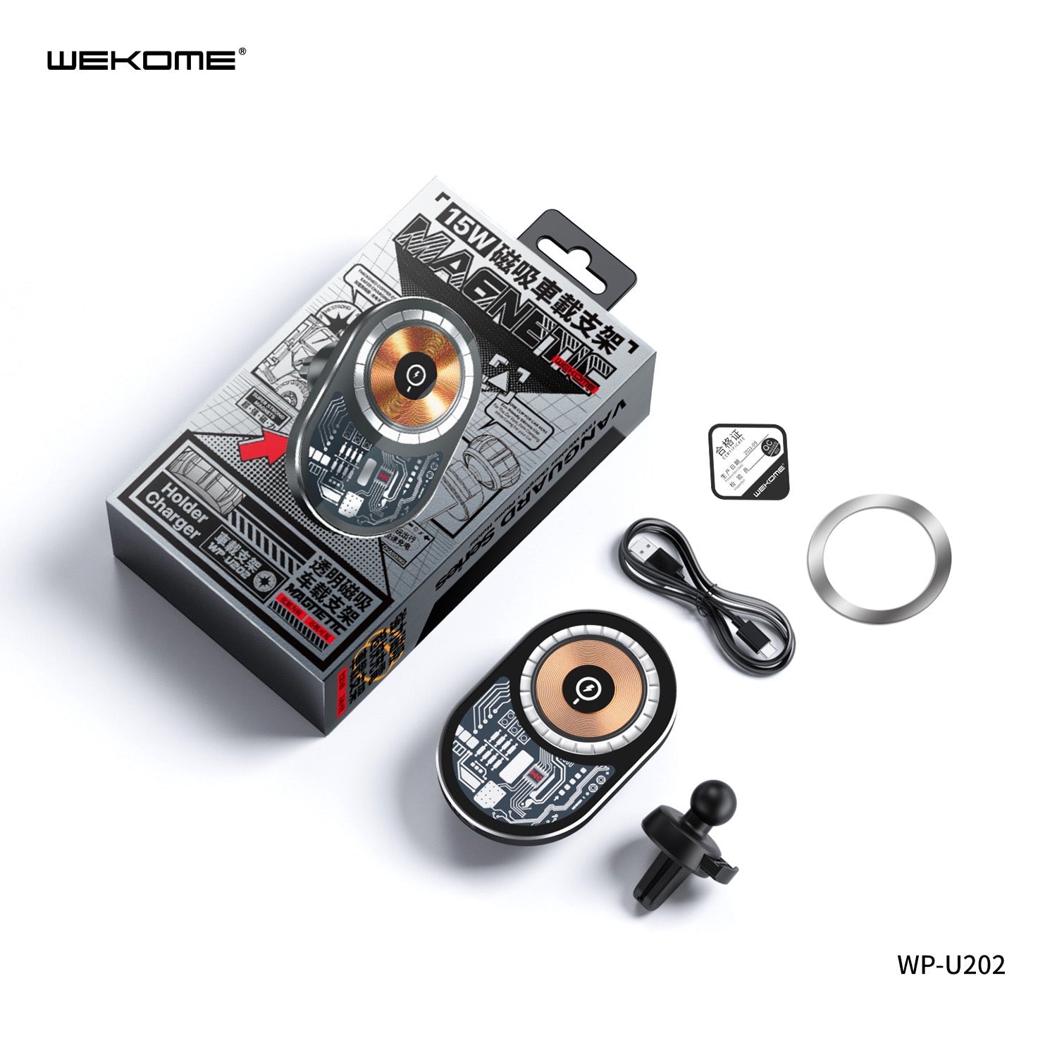 Wekome WP-U202 Car Holder – 15W Magnetic Wireless Charging Mount