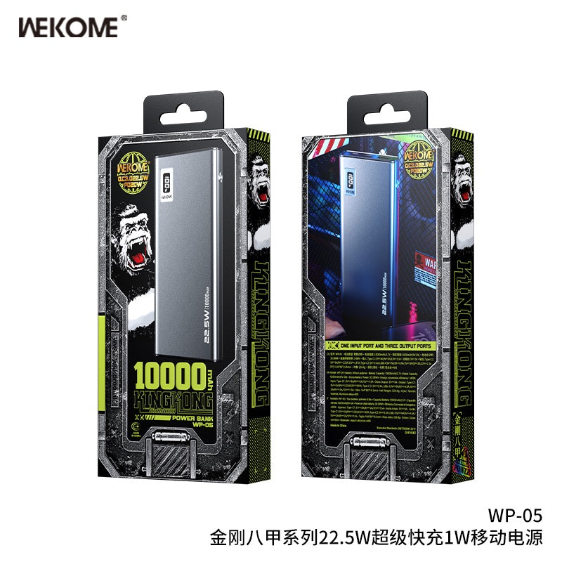 Wekome WP-05 Power Bank – 10000mAh Fast Charging, Triple Output, Aluminum Design