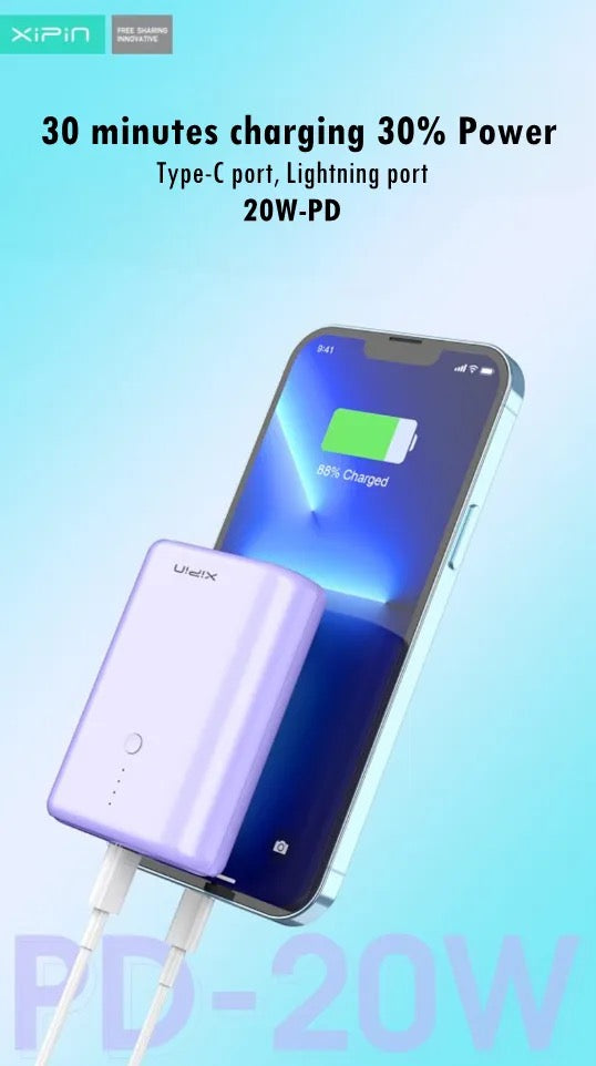 10,000mAh Quick Charge Power Bank – Mini Size, LED Display, Type-C & USB Output