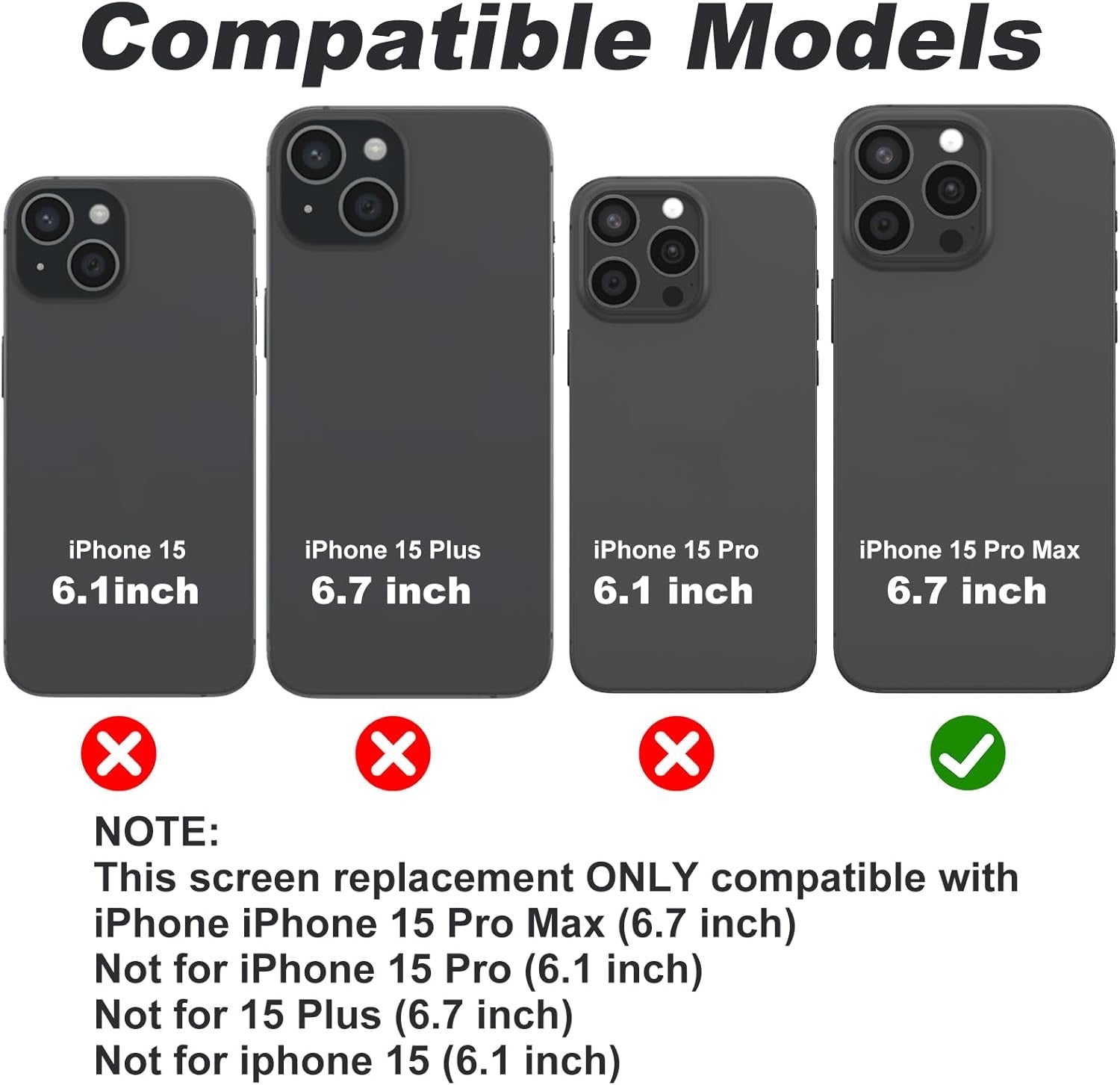 For Apple iPhone 15 Pro Max Replacement In-Cell LCD Screen