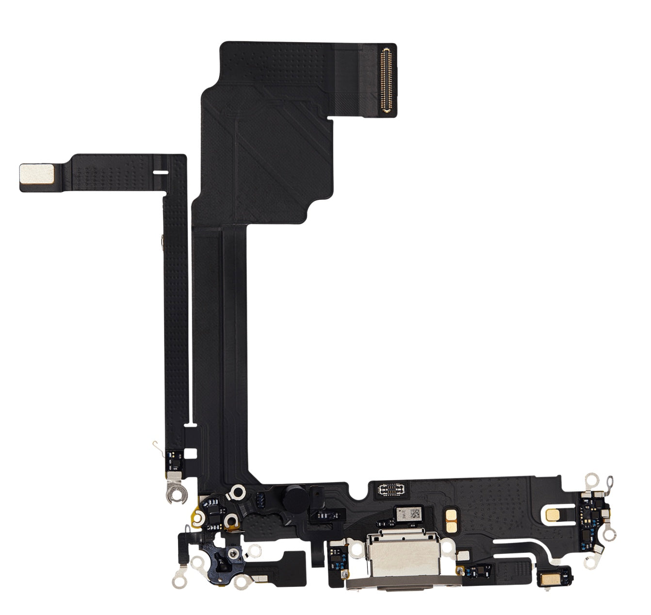Replacement Charging Port Flex Cable with Microphone – Compatible with Model 15 Pro Max – Reclaimed Part – Natural Titanium Finish