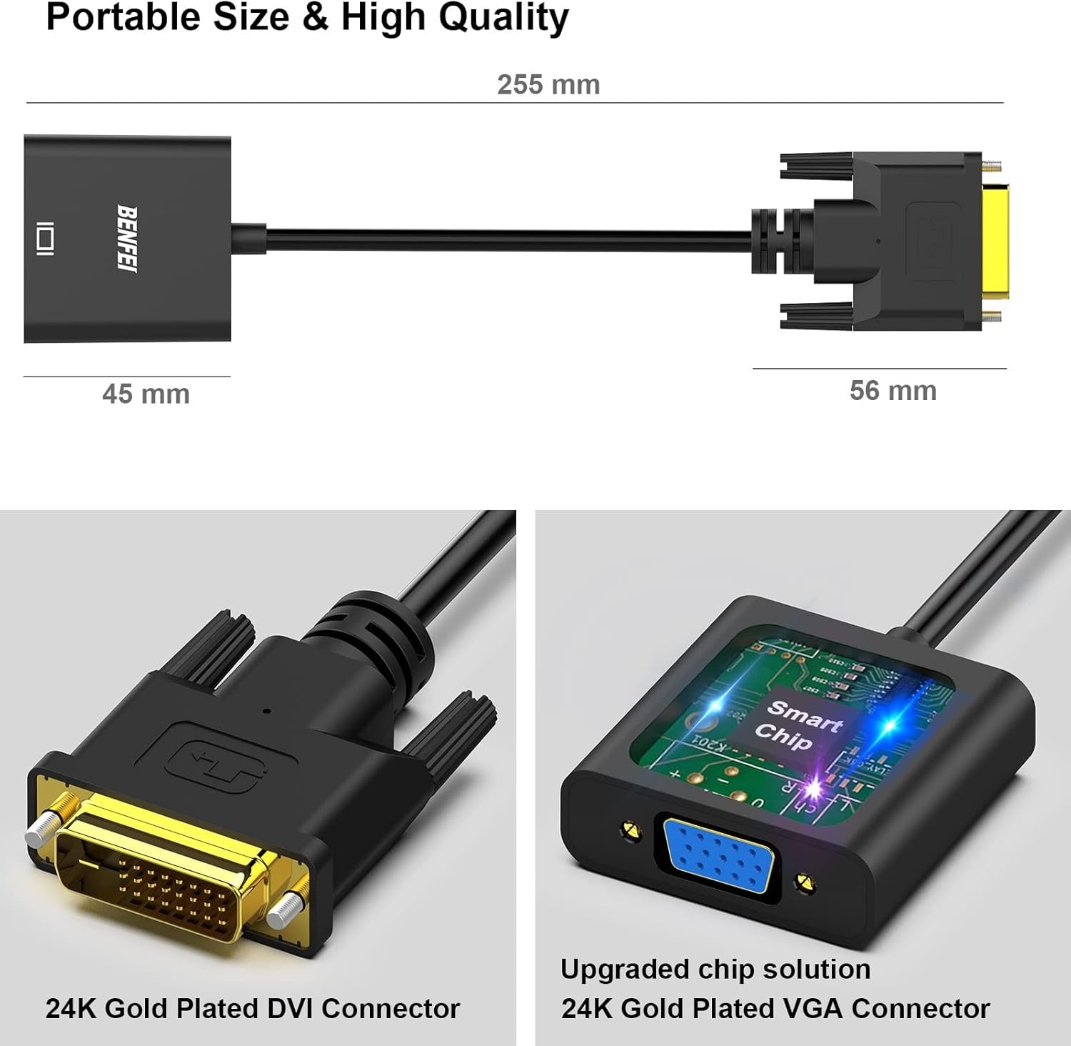 DVI-D to VGA Adapter – Digital to Analog Video Converter for Displays