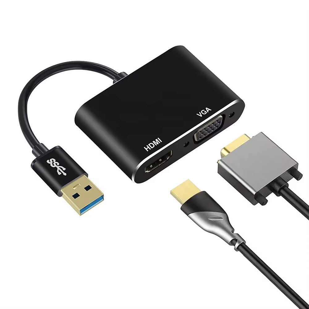 USB to HDTV/VGA Adapter – Dual Display Video Converter for Windows
