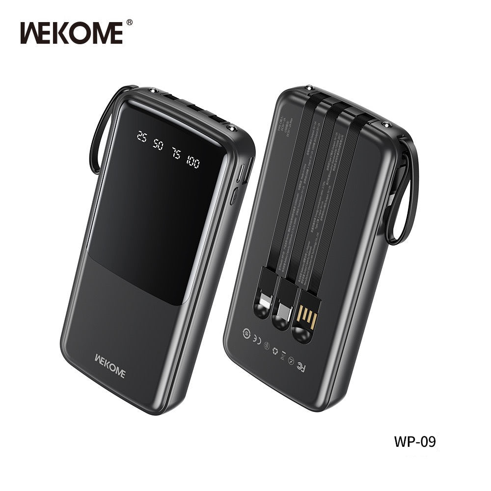 10000mAh Power Bank with 4 Built-In Cables – USB, USB-C, Micro & 8-Pin | 12W Max Output