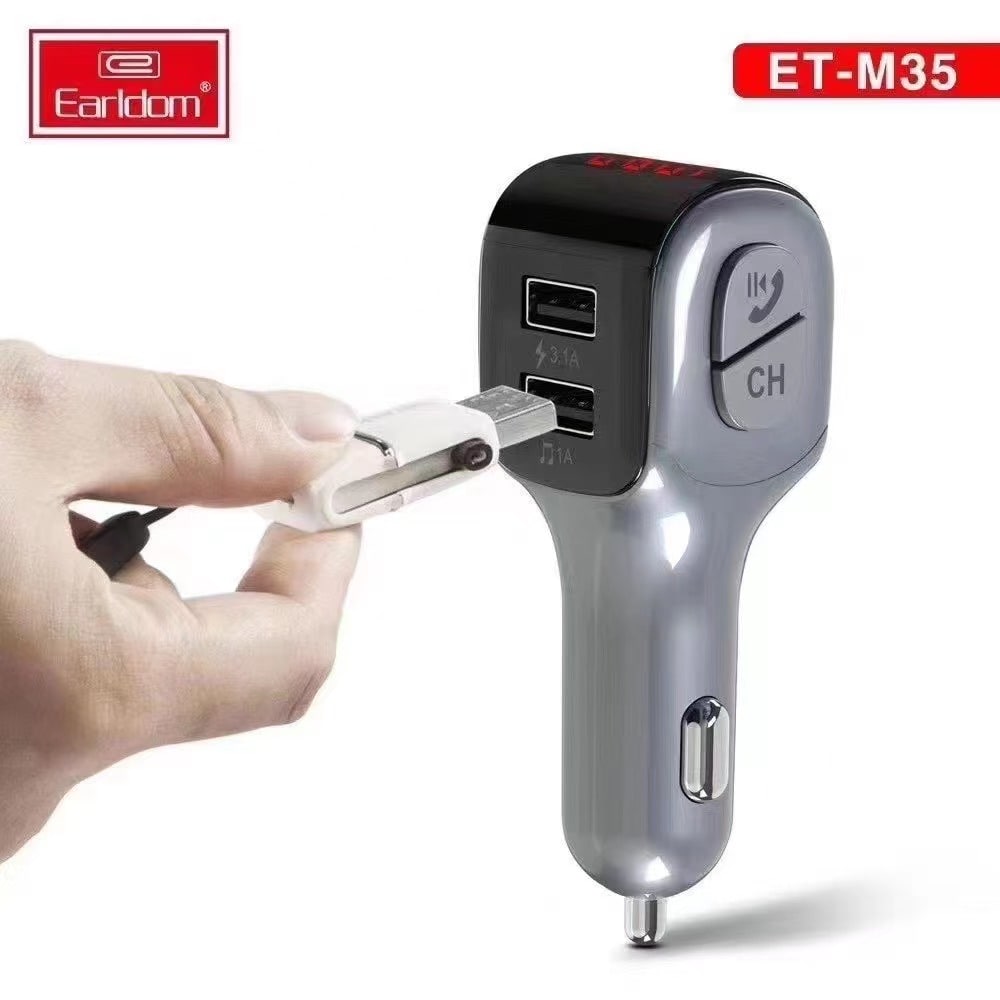 Car Wireless MP3 Player & Charger – Bluetooth FM Transmitter with Wireless Charging Output, Hands-Free Calling & Music Streaming for iPhone & Android