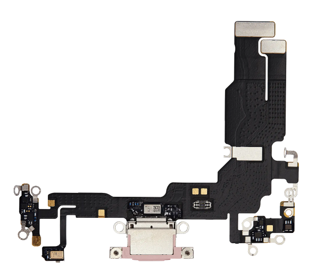 iPhone 15 Charging Port Flex Cable – Pink OEM-Compatible USB-C Dock Connector with Microphone | Models A2848 A3090 A3093